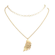 Metal Angel Wing Pendant Accented Necklace