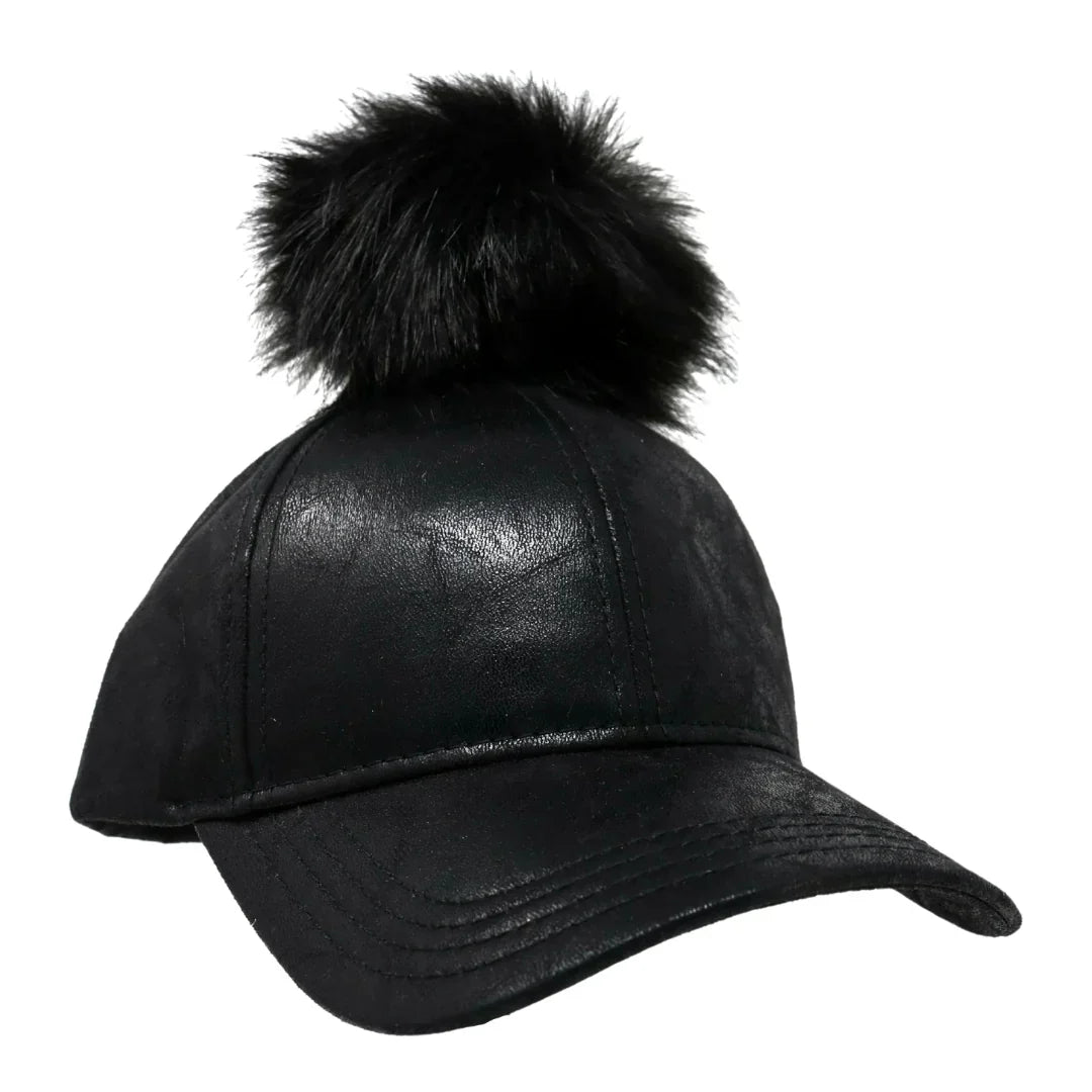 Metallic Fur Pom C.C Ball Cap