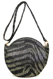 Metallic Zebra Print Round Bag