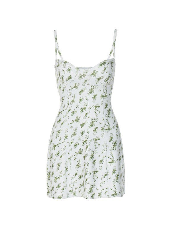 MINI DRESS FLORAL PRINT SLIM Y2K FLORAL PRINT