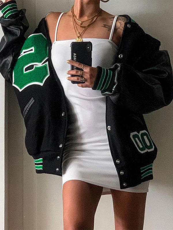 MINI DRESS WITH VARSITY JACKET AND BOLD LOGO DESIGN