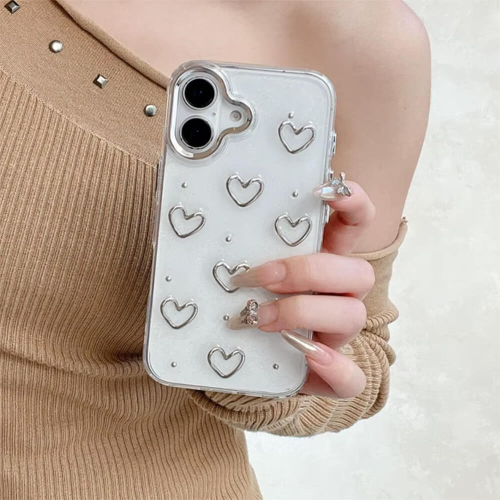 MINIMALIST HEART IPHONE CASE SILVER HEART IPHONE