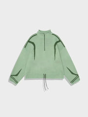 MINT GREEN HALF-ZIP SWEATER Y2K WINTER HALF ZIP