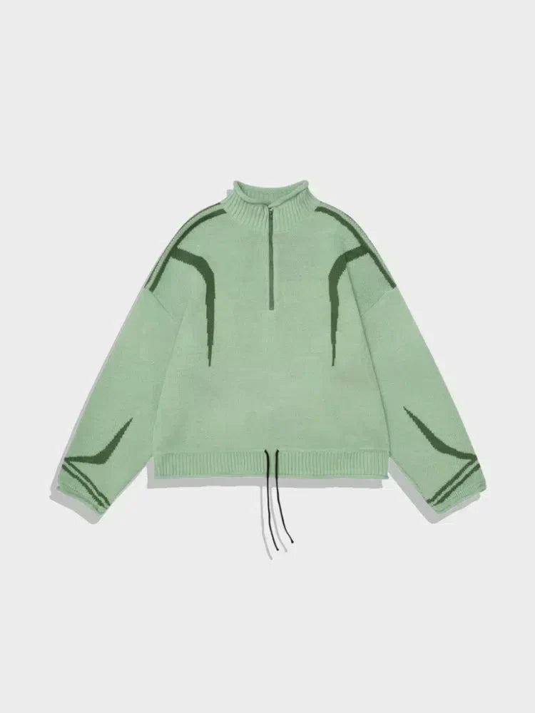MINT GREEN HALF-ZIP SWEATER Y2K WINTER HALF ZIP