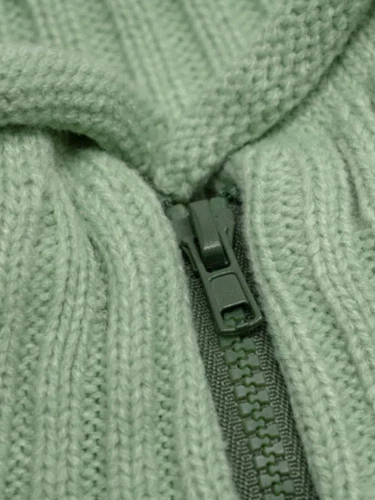 MINT GREEN HALF-ZIP SWEATER Y2K WINTER HALF ZIP
