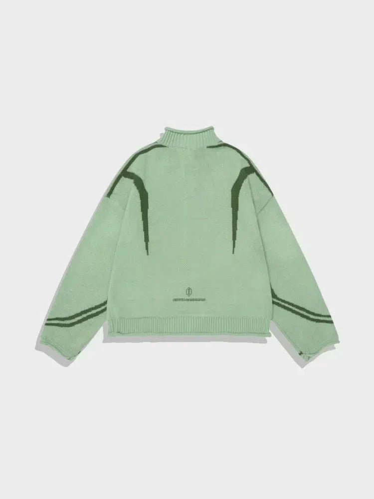 MINT GREEN HALF-ZIP SWEATER Y2K WINTER HALF ZIP