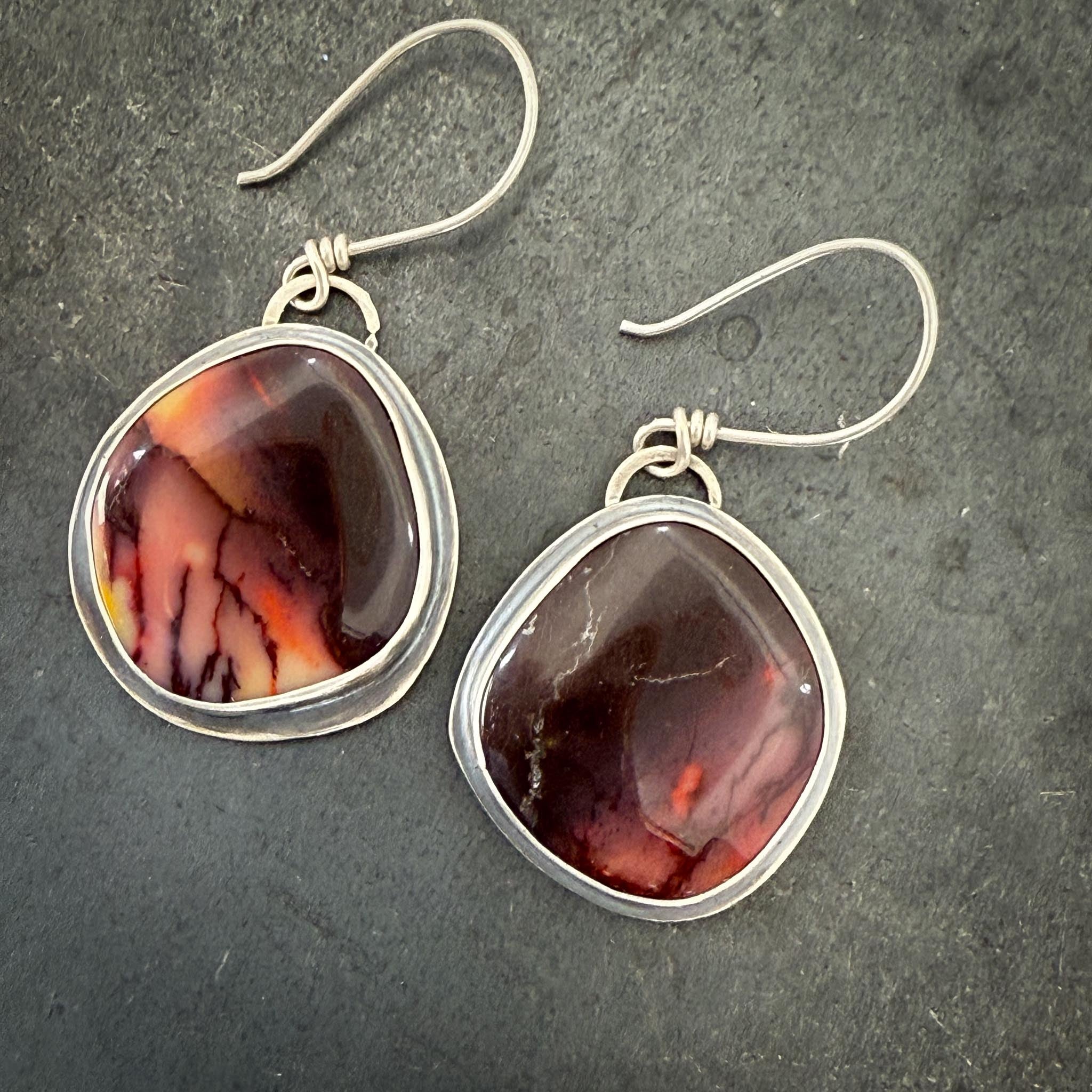 Mookeite Jasper + Sterling Silver Earrings