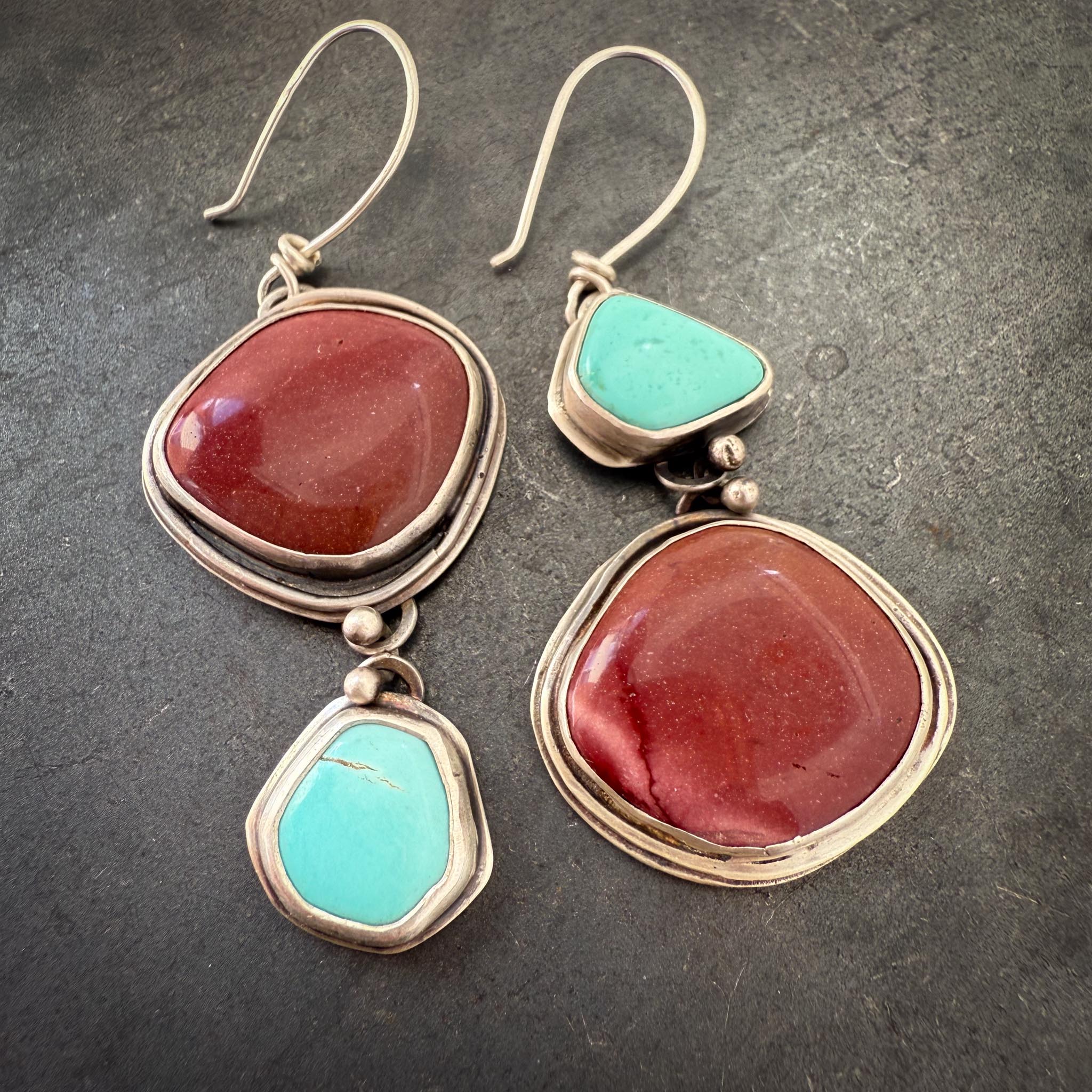 Jasper and Turquoise Artisan Earrings