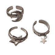 MOONLIT MYSTIQUE SILVER RING SET THREE PIECE SILVER RING SET