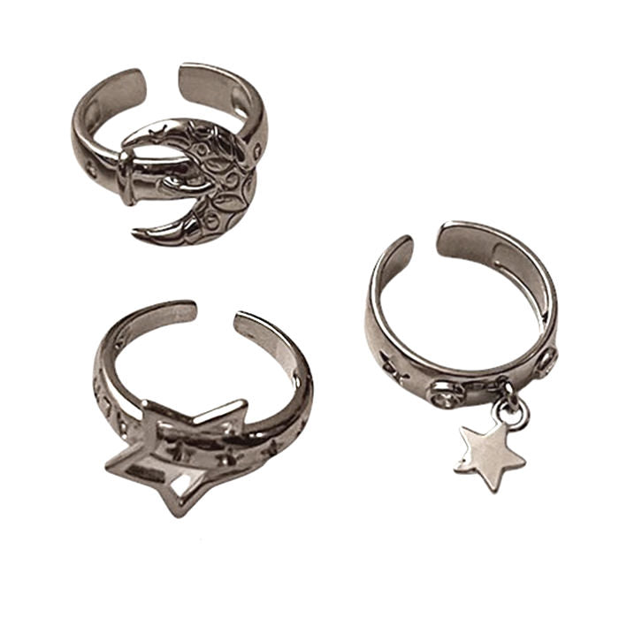 MOONLIT MYSTIQUE SILVER RING SET THREE PIECE SILVER RING SET