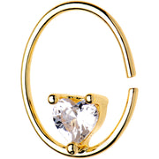 20G 3/8 Clear Heart CZ Gem Gold Tone Circular Seamless Ring