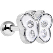 14G 1/4 Clear White Cutiepie Butterfly Tragus Cartilage Earring