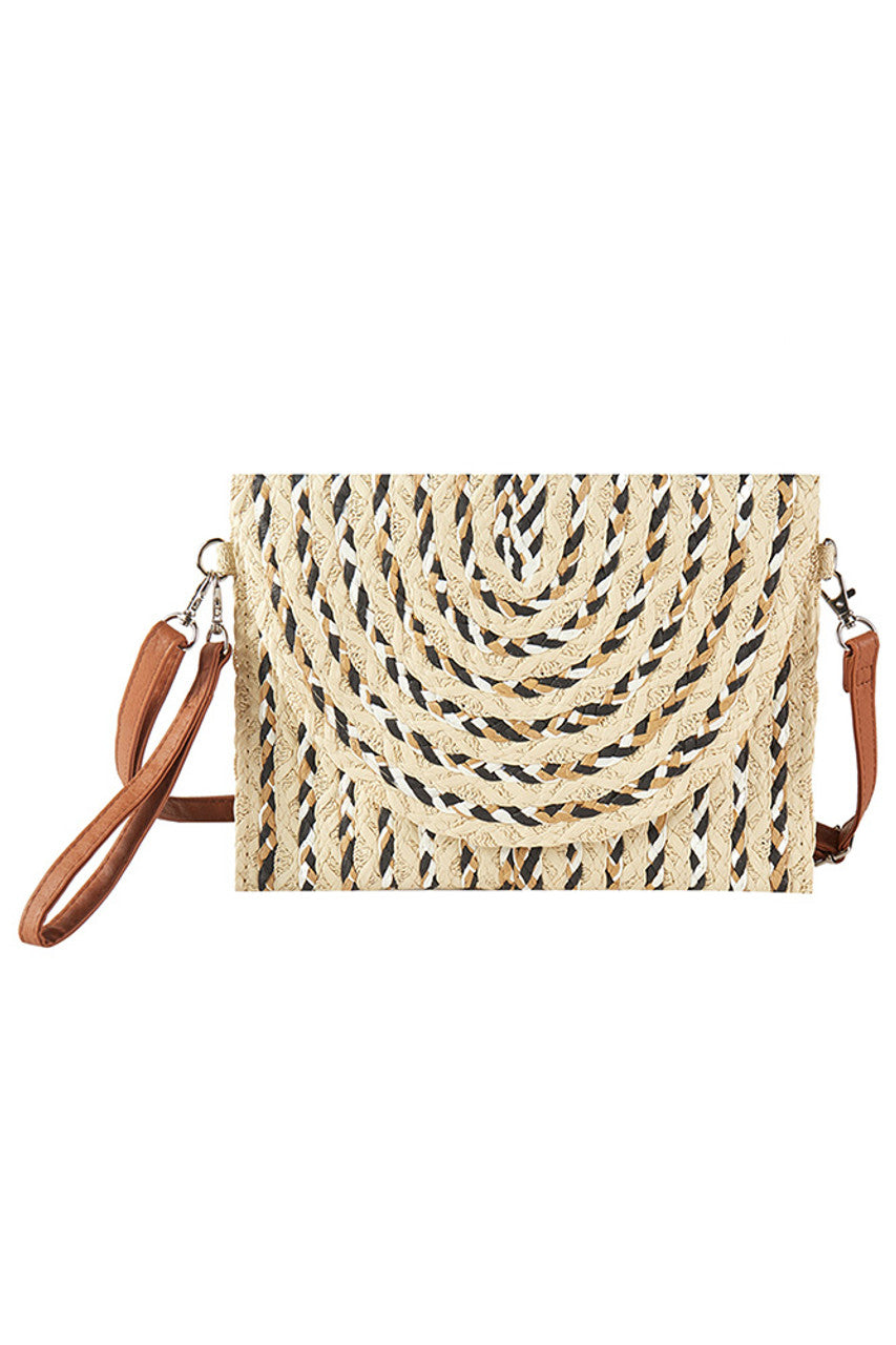 Multi Color Straw Summer Clutch Crossbody Bag