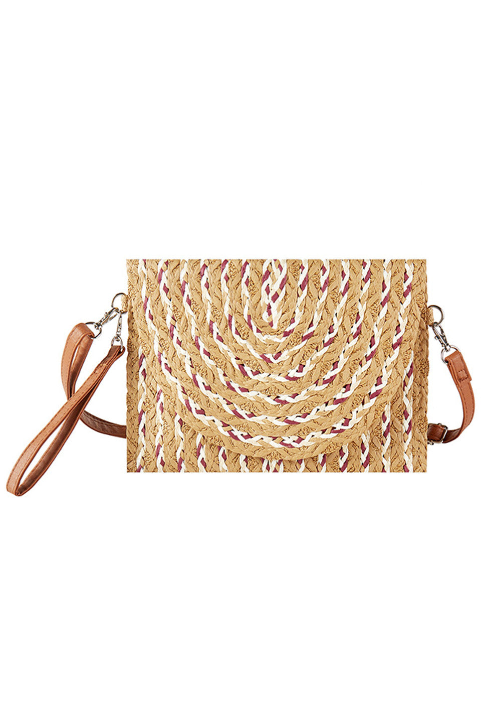 Multi Color Straw Summer Clutch Crossbody Bag