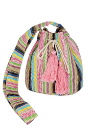 Multi Color Striped Bucket Bag