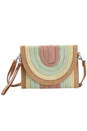 Multicolor Striped Straw Clutch Crossbody Bag