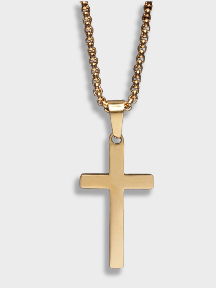 MUSCULAR TORSO FIGURE WITH TATTOOS AND CROSS NECKLACE CROSS CHAIN SOLUTION