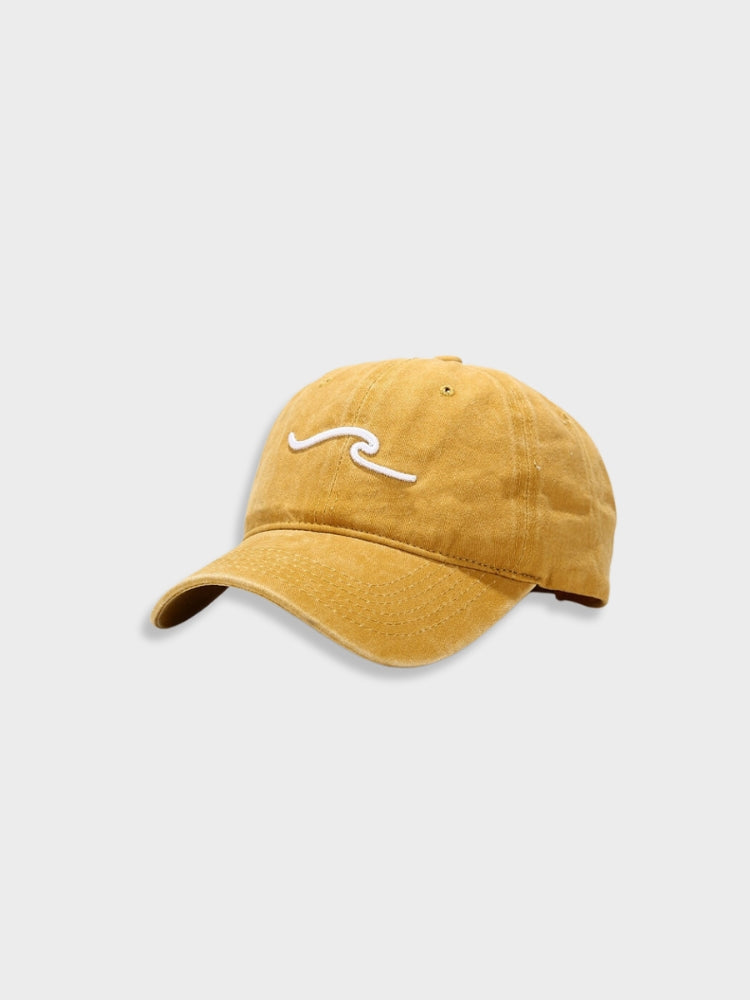 MUSTARD BASEBALL CAP WITH WAVE DESIGN FOR CASUAL WEAR
