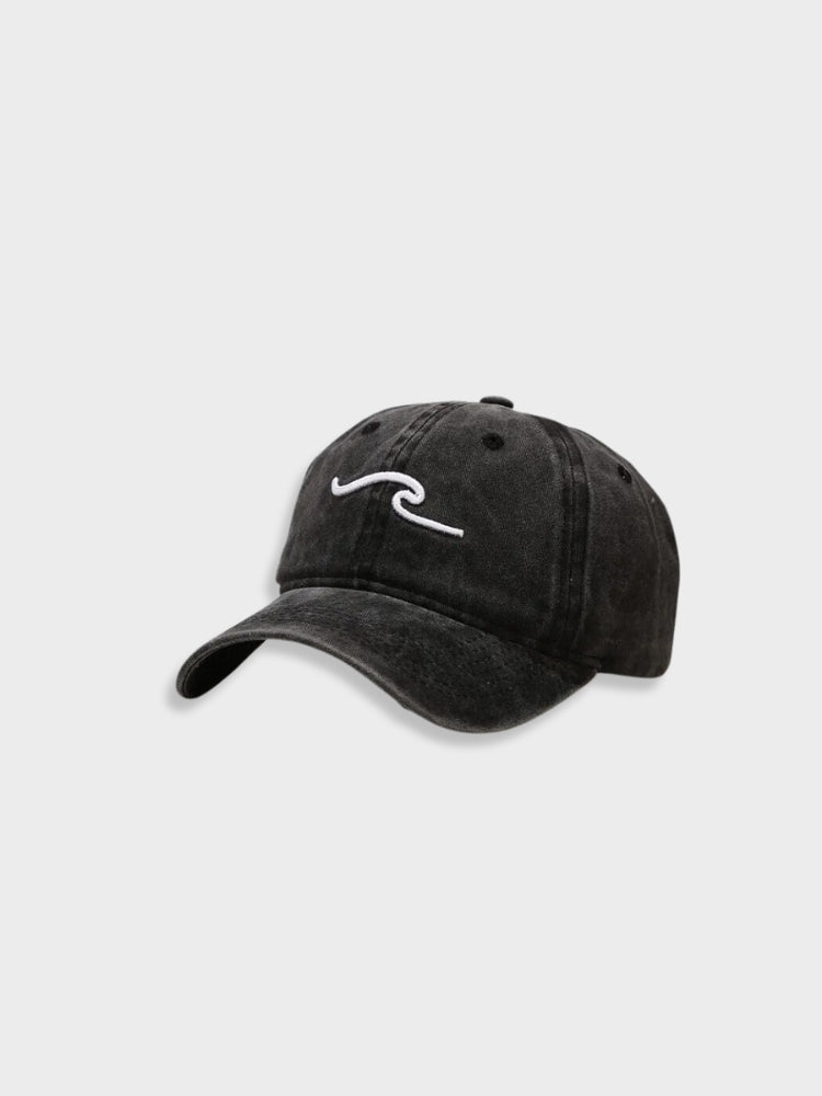 MUSTARD BASEBALL CAP WITH WAVE DESIGN FOR CASUAL WEAR