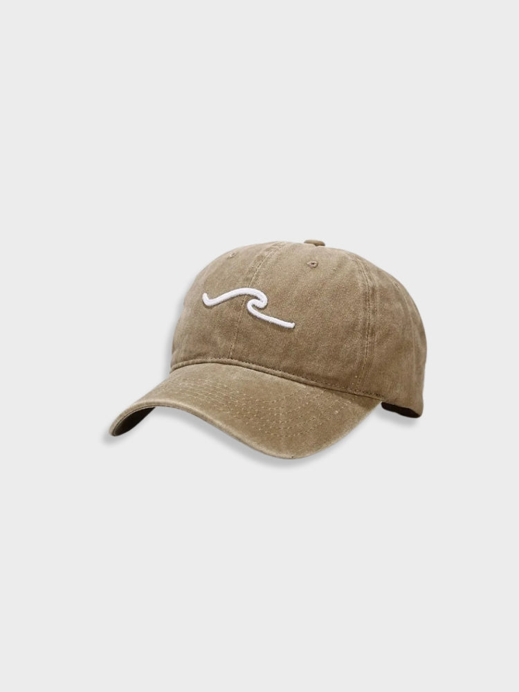 MUSTARD BASEBALL CAP WITH WAVE DESIGN FOR CASUAL WEAR