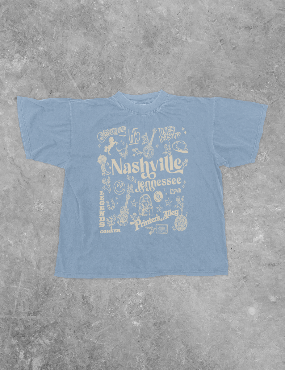 Underground Original Design: Nashville Tennessee, Collage Boxy Cotton T-Shirt
