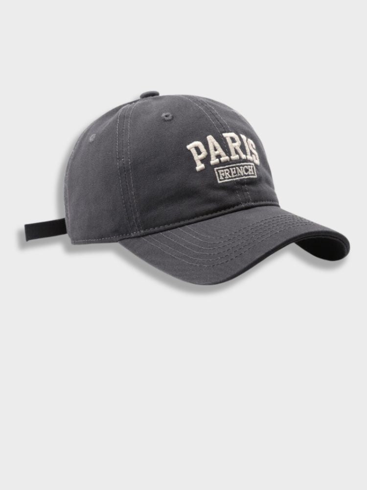 NAVY BASEBALL CAP WITH PARIS EMBROIDERY - PARISIAN FASHION ACCESSORY