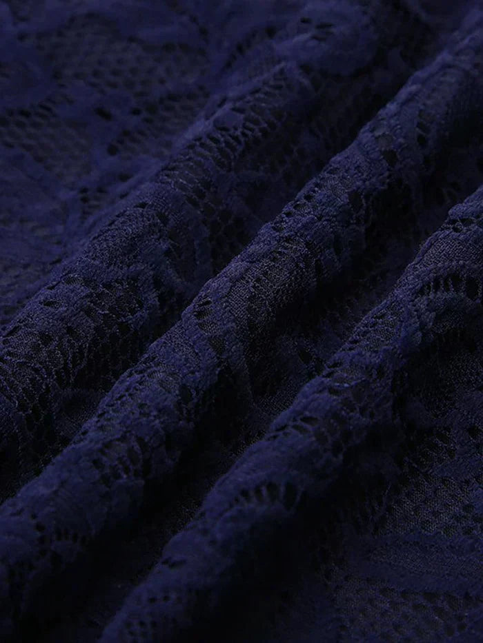 NAVY BLUE LACE TOP - LACE SLIM SHORT DESIGN
