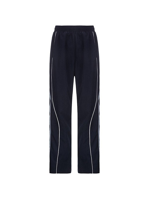 NAVY BLUE TRACK PANTS WITH STRIPES - LOOSE FIT NAVY BLUE RETRO STYLE