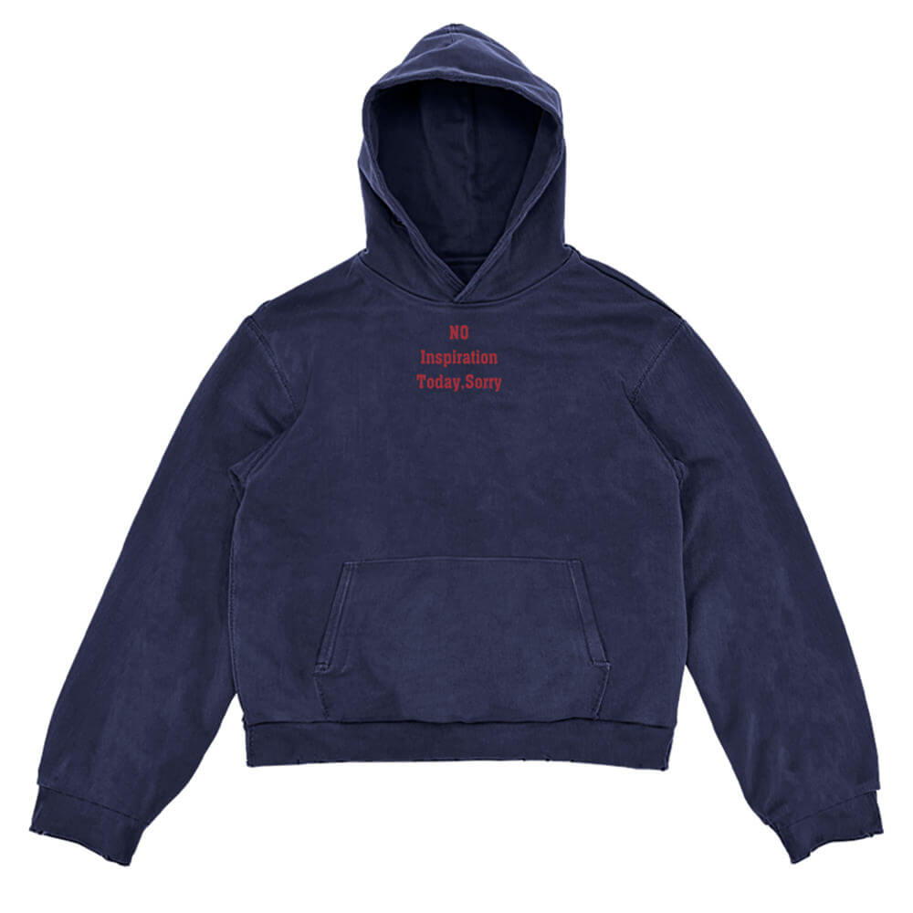 NAVY HOODIE MINIMALIST GRAPHIC TEXT DESIGN SWEATSHIRT