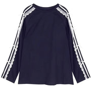NAVY LACE LONG SLEEVE SHIRT CONTEMPORARY FASHION
