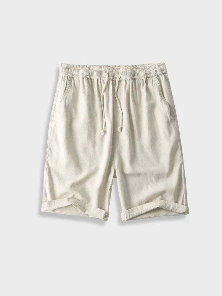 NAVY SHORT-SLEEVED SHIRT AND BEIGE SHORTS SET