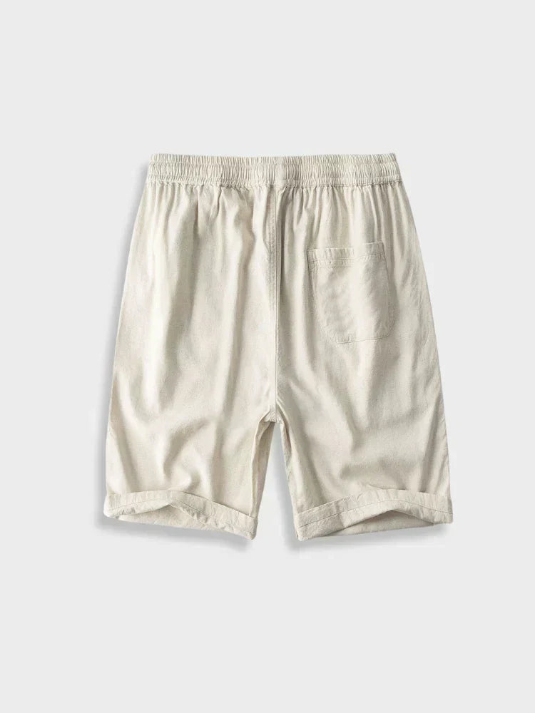 NAVY SHORT-SLEEVED SHIRT AND BEIGE SHORTS SET