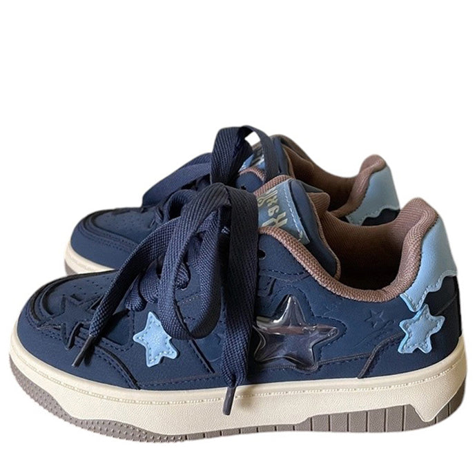 NAVY STAR VEGAN LEATHER SNEAKERS
