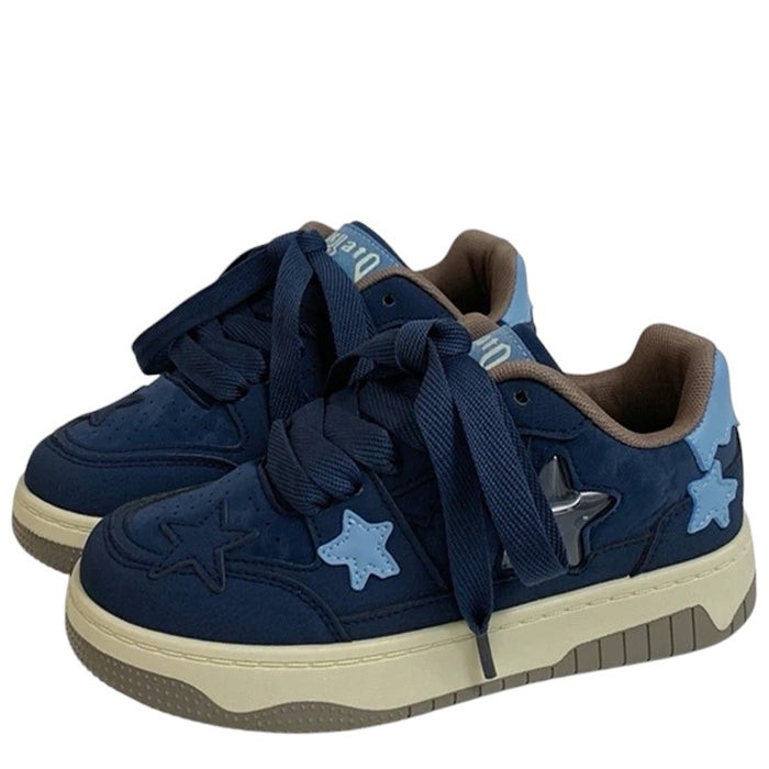 NAVY STAR VEGAN LEATHER SNEAKERS