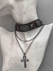 NECKLACE AND STUDDED CHOKER SET WITH VERSATILE ALLOY CHOKER