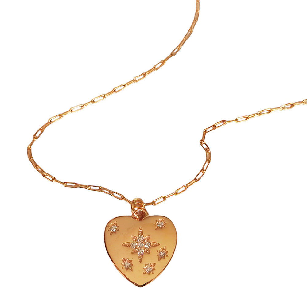 NECKLACE GOLD HEART COIN LAYERED PENDANT