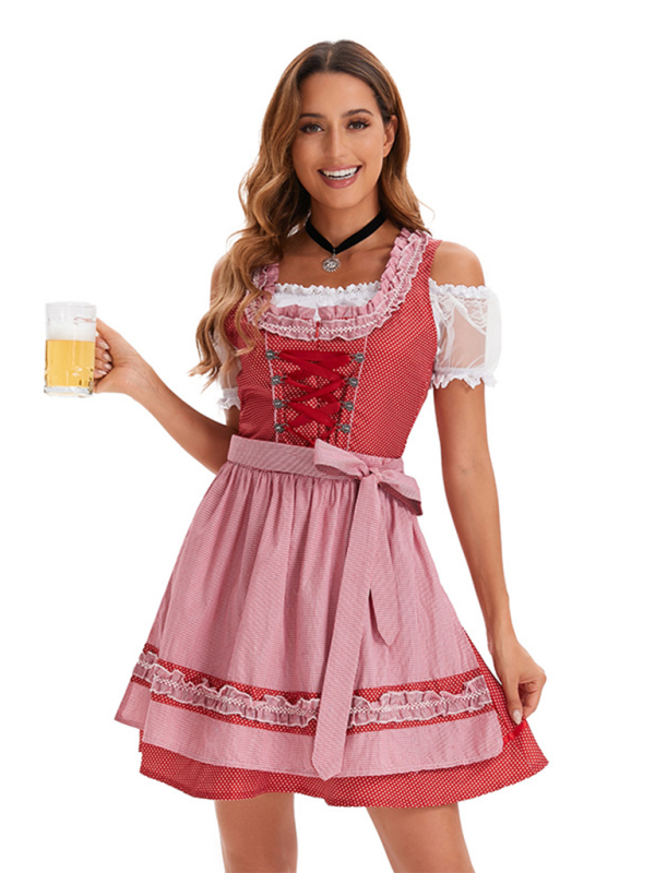 New Adult Women’s German Oktoberfest Costume Festival Party Dress - Pink / M
