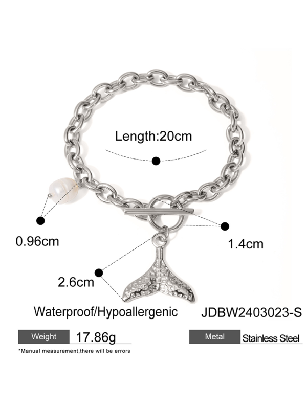 New beach style ocean starfish pearl shell conch bracelet jewelry - Silver grey / FREESIZE