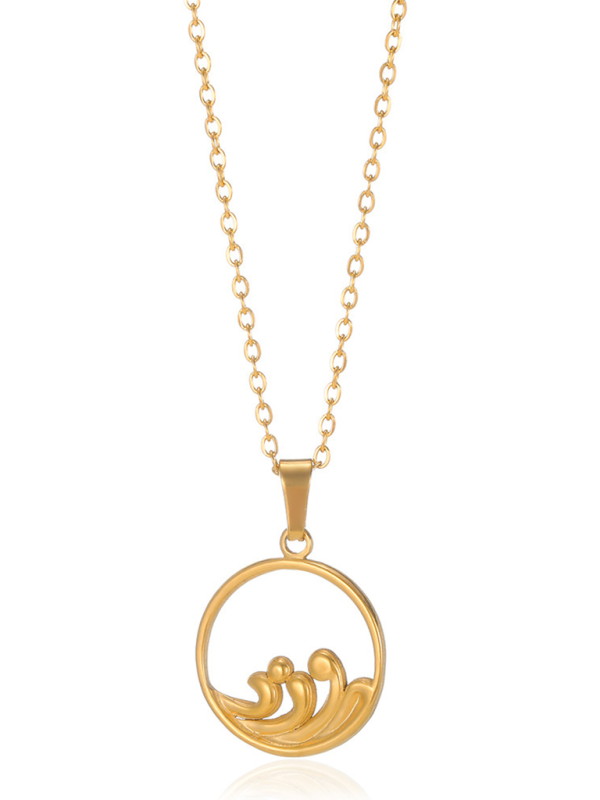 New casual all-match holiday ocean wave necklace jewelry - Golden / FREESIZE