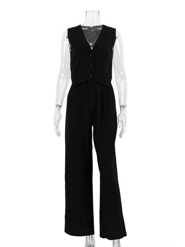 New casual and fashionable sleeveless vest vest and trousers two-piece set