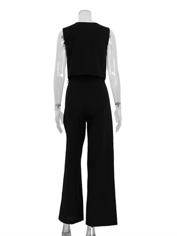 New casual and fashionable sleeveless vest vest and trousers two-piece set
