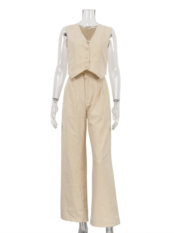 New casual and fashionable sleeveless vest vest and trousers two-piece set
