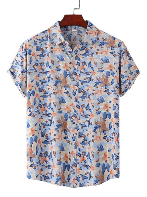 New Casual Beach Shirt Hawaiian Short Sleeve Floral Shirt - Pattern3 / M