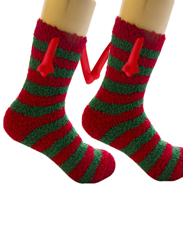 New Coral Velvet Christmas Socks Autumn and Winter Cotton Stickers Magnet Hand Socks Mid-Tube Socks - Pattern8