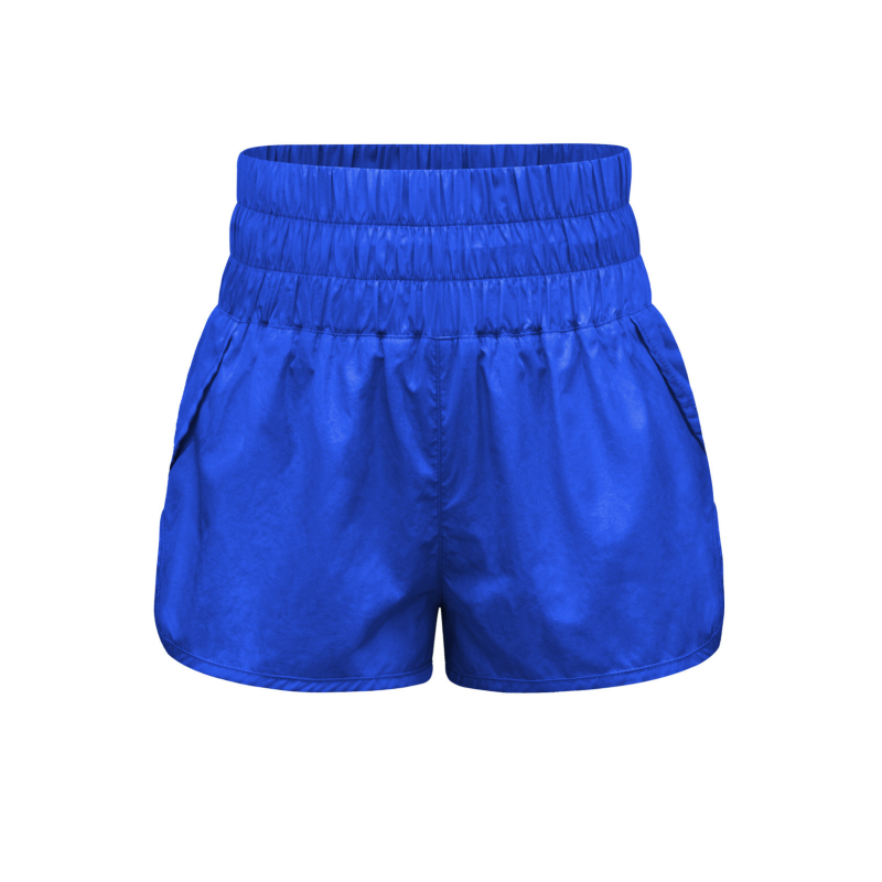 New elastic high waist shorts yoga quick dry sports shorts - Blue / S