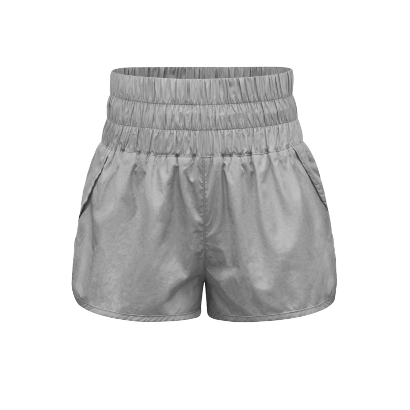 New elastic high waist shorts yoga quick dry sports shorts - Grey / S