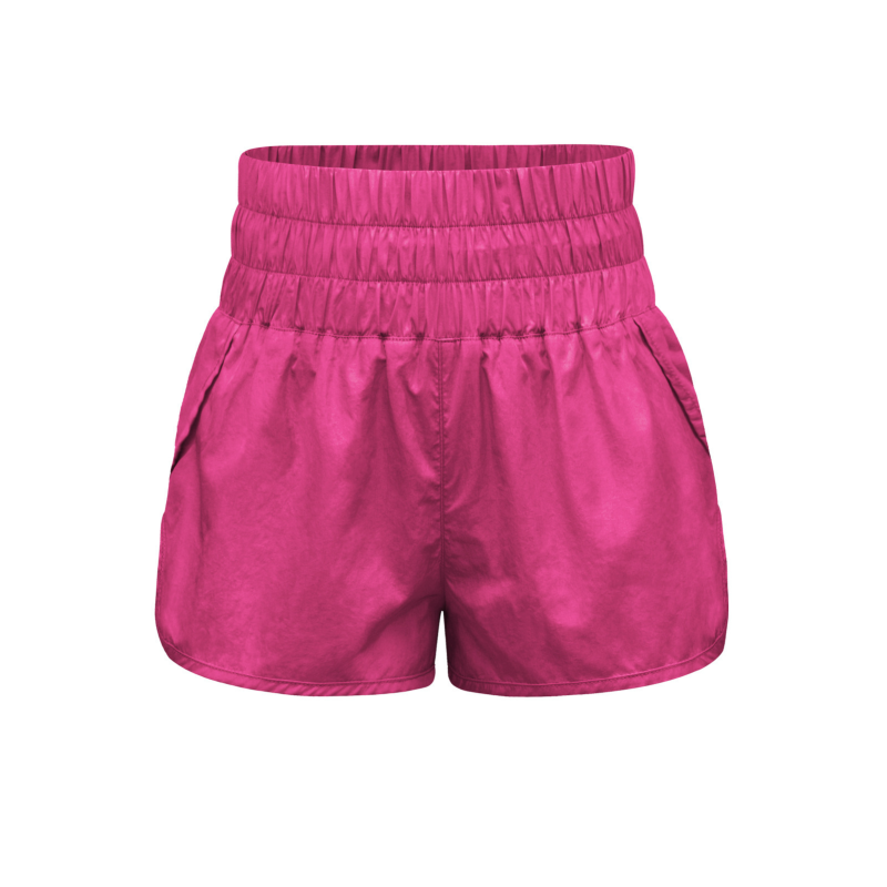 New elastic high waist shorts yoga quick dry sports shorts - Rose / S