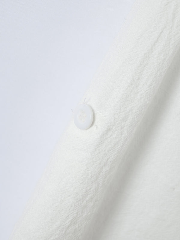 White fabric with button detail for collar slim fit casual long sleeve shirt