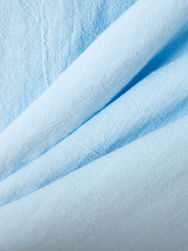 Light blue textured fabric folds for collar slim casual long sleeve shirt product image