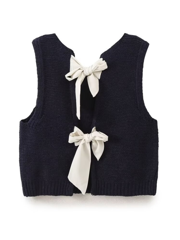New Fashion Vest Bow Tie Sweater Vest - Black / S